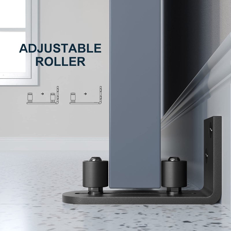 EaseLife Sliding Barn Door Bottom Floor Guide,Ball Bearings Adjustable Stay Roller,Wall Mount System,Flush Flat Bottom Design,2 Assemble Setup Options,Fit All Size Door,Black - Image 4